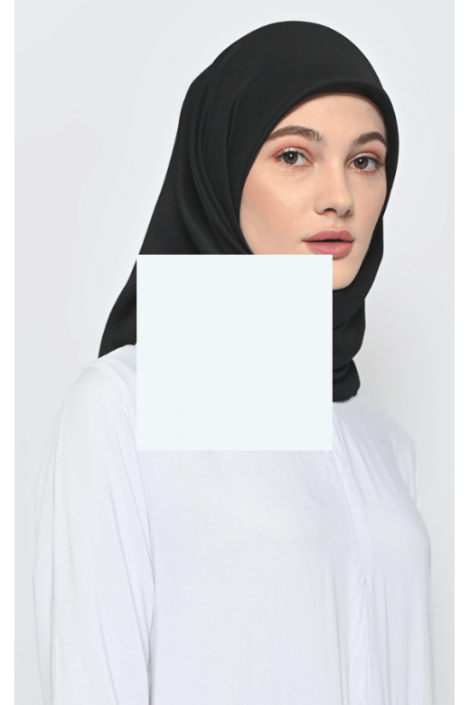 Hijab Segi Empat Voal Lily Jahit Tepi Black